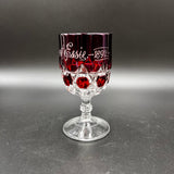 EAPG Red Flashed  Wine Glass - Aunt Essie 1892