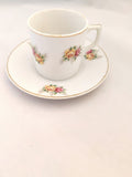 Floral Demitasse Tea Cup and Saucer/ Vintage Tea Cup/ Vintage Demitasse Tea Cup and Saucer