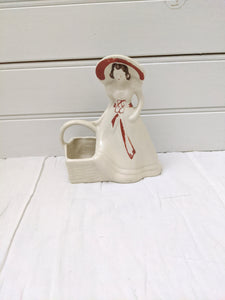 Hull Pottery Lady with Basket Planter; Hull  #954; Vintage Hull Planter
