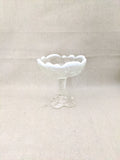 Antique Northwood Glass Company Intaglio Pattern Opalescent Jelly Compote, Clear Early American Pressed Glass