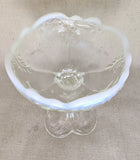 Antique Northwood Glass Company Intaglio Pattern Opalescent Jelly Compote, Clear Early American Pressed Glass