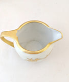 Antique Hand Painted Creamer and Lidded Sugar Bowl, German Porcelain; Gold Gilded Creamer;