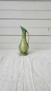 Holland Mold Green Drip Pitcher Vase, Vintage