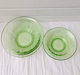 Set of 2 Federal Green Depression Glass Colonial Fluted (Rope) Bowls, Vintage
