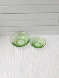 Set of 2 Federal Green Depression Glass Colonial Fluted (Rope) Bowls, Vintage