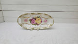 Floral Celery Dish; German Celery Dish; Oval Floral Dish; White and Green Dish