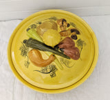 Los Angeles Potteries 1971 Covered Casserole; 3-D Vegetable Lid, Yellow