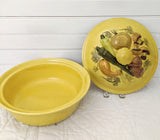 Los Angeles Potteries 1971 Covered Casserole; 3-D Vegetable Lid, Yellow