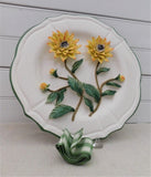 Embossed Hand Painted Plate-Hanging Plate with Ribbon by Valerie