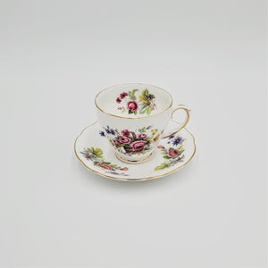 Duchess Antique Bone China Floral Swag and Basket, London Collection, Vintage Teacup and Saucer