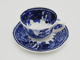 Arabia Finland Landscape Blue Tea Cup and Saucer, Arabia Sininen Maisema Finnish Design, Blue Copperplate Transferware