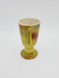 Luzier Yellow Green Brown Air Brush Footed Mug; Vintage Luzier Mug; Luzier Porcelain Mug