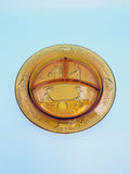 Vintage Tiara Amber Glass Childs Divided Plate; Where Are You Going My Pretty Maid; See Saw Margery Daw