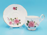 Vintage Royal Dover China Pink Rose Tea Cup and Saucer, Made in England Bone China Tea Cup and Saucer