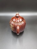 Brown Hand Painted Teapot, Made in Japan; Japanese Brown Teapot; Moriage Redware Pottery Teapot