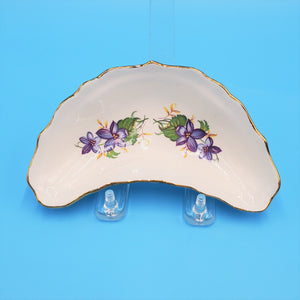 Floral Crescent Bone Dish, Signed J.W.S. on Bottom; Porcelain Bone Dish; Quarter Moon Dish; Floral Plate