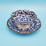 Sherbet Cups With Saucers; Ceramic Sherbet Bowls; Asian Porcelain; Blue Footed Bowls with Underplate; 5 Different Bowls