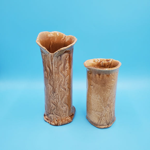 Hand Made Pottery Vases; Ceramic Vase; Brown Vase; Ceramic Vase