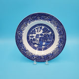 Old Willow Pattern Plates, Desert Plate and Bowl; Vintage Old Willow Porcelain; White and Blue China