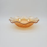 Jeanette Glass Bowl; Jeanette Iris and Herringbone Pattern; Glass Marigold Bowl;