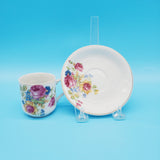 White Floral Tea Cup and Saucer Made in Occupied Japan