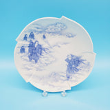 White and Blue Story Plates/ Asian Inspired Story Plates/ Saw Edge Plates