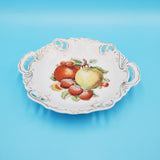 Two Handle Apples and Strawberries Bowl; Wall Decor Bowl; Hand Painted Fruit Bowl