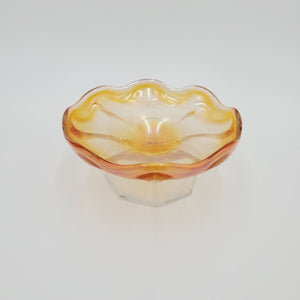 Footed Marigold Carnival Glass Dish; Orange Carnival Glass