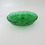Anchor Hocking Forest Green Footed Bubble Bowl; Emerald Green Small Bowl