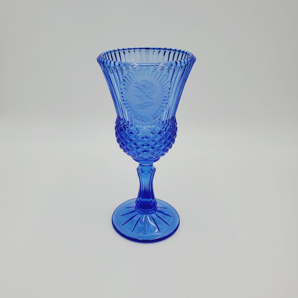 Avon Collection Martha Washington Blue Goblet; Avon Fostoria Blue Goblet