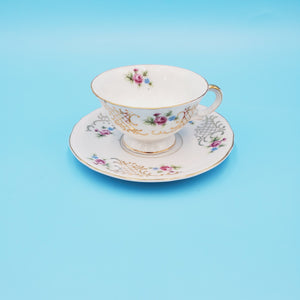 Floral Tea Cup and Saucer; Made in Occupied Japan