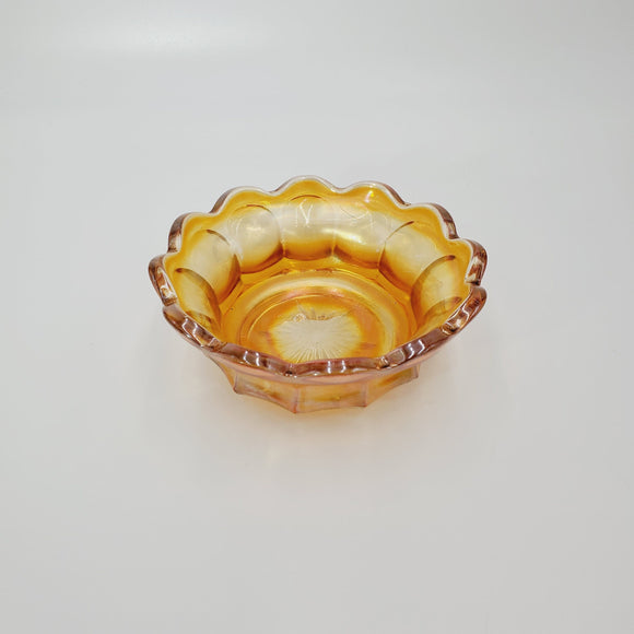 Amber Carnival Glass Thumbprint Bowl; Carnival Glass Candy Bowl