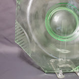 Green Depression Glass Console Bowl; Uranium Glass Rolled Edge Bowl