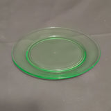 Green Depression Glass Desert Plates; Uranium Glass Plates
