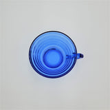 Cobalt Blue Moderntone Tea Cup and Saucer; Hazel Atlas Moderntone; Blue Depression Glass