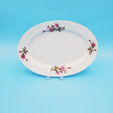 White Floral Platter made in Tangshan China; Ceramic Serving Platter