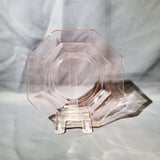 Pink Depression Glass Octagon Serving Plate; Pink Handled Glass Plate