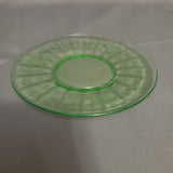 Green Depression Glass Bread and Butter Plate; Uranium Glass Desert Plate