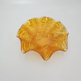 Marigold Carnival Glass Bowl with Stems and Leaves
