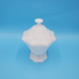 Anchor Hocking Milk Glass Grape and Leaves Pedestal Candy Dish
