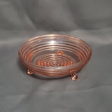 Anchor Hocking Manhattan Pink Depression Glass Footed Bowl; Pink Glass Candy Bowl