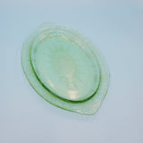 Green Depression Glass Platter; Green Glass Oval PLate