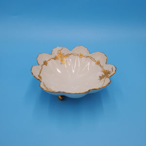Footed Mayonnaise Bowl, Hand Painted; Antique Prussia Royal Rudolstadt