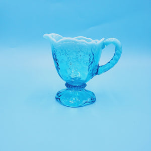 Northwood Intaglio Blue Opalescent Creamer; Blue Glass Creamer