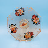 Fostoria Center Handle Serving Tray; Floral Glass Serving Tray