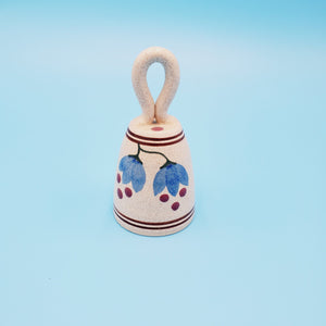Beige Blue Floral Ceramic Bell