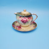 Antique Floral Creamer with Saucer; Thomas Ens Porcelain Creamer