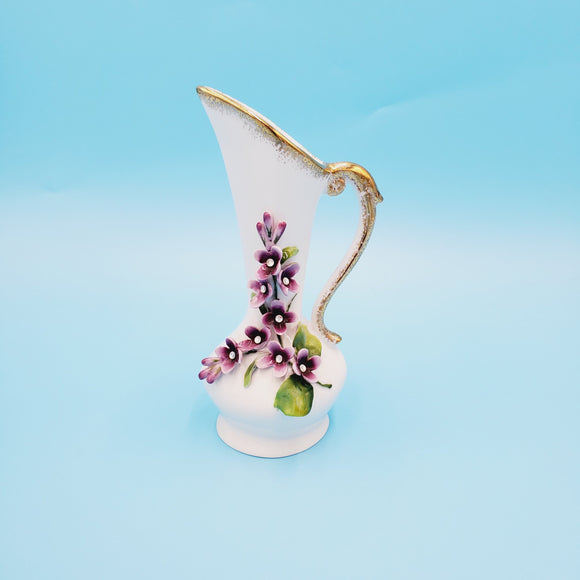 Embossed Floral Pitcher - Ewer by Lefton China - Lefton Pitcher
