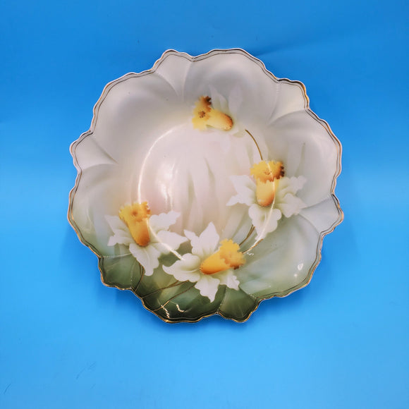 Floral Bowl by RS Germany Tillowitz; Vintage Ceramic Floral Bowl