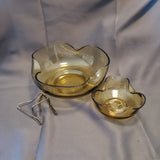Anchor Hocking Amber Glass Chip and Dip Bowl Set